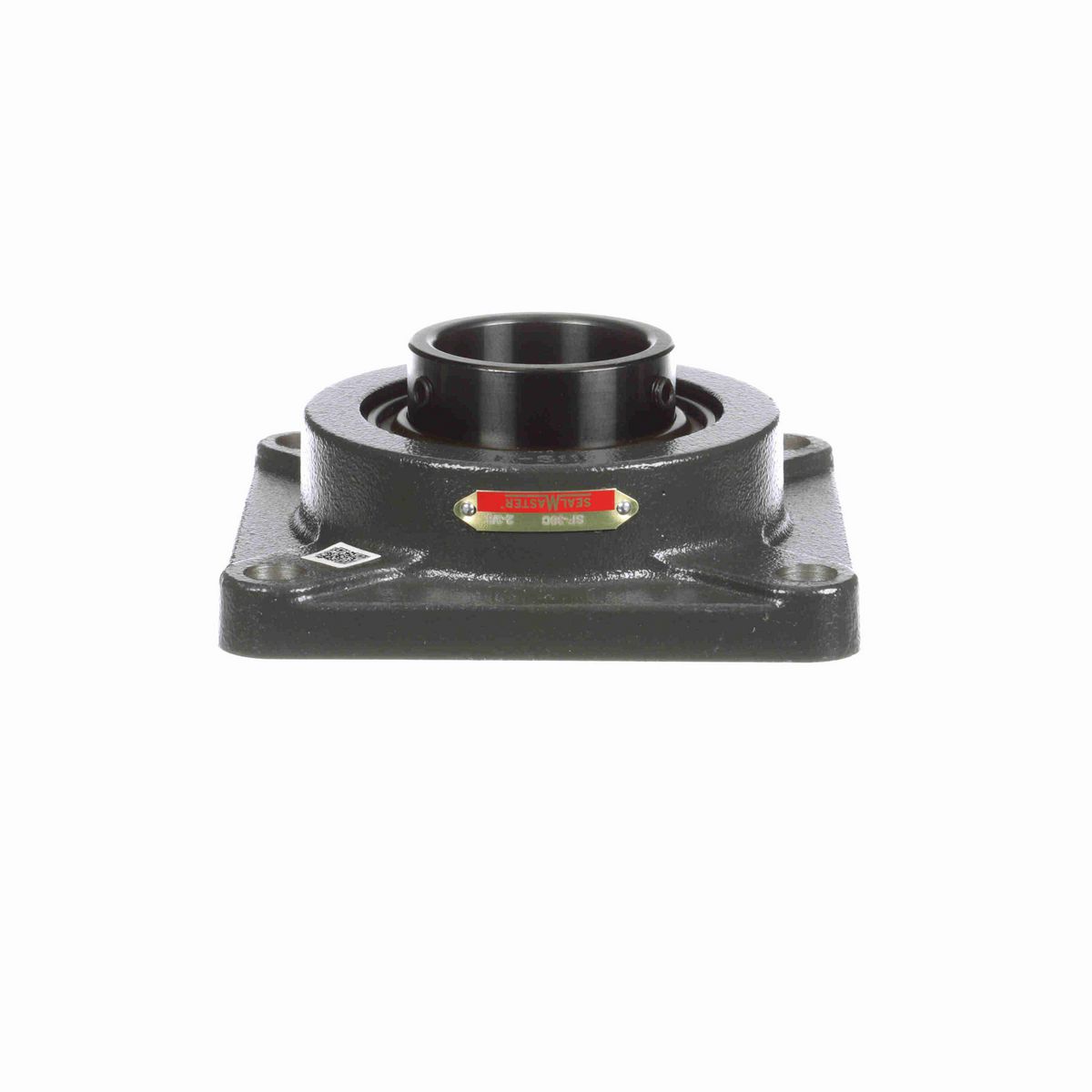 Sealmaster Mounted Cast Iron Four Bolt Flange Ball Bearing - 52100 Bearing Steel, Black Oxided - Setscrew Lock - SF-38C