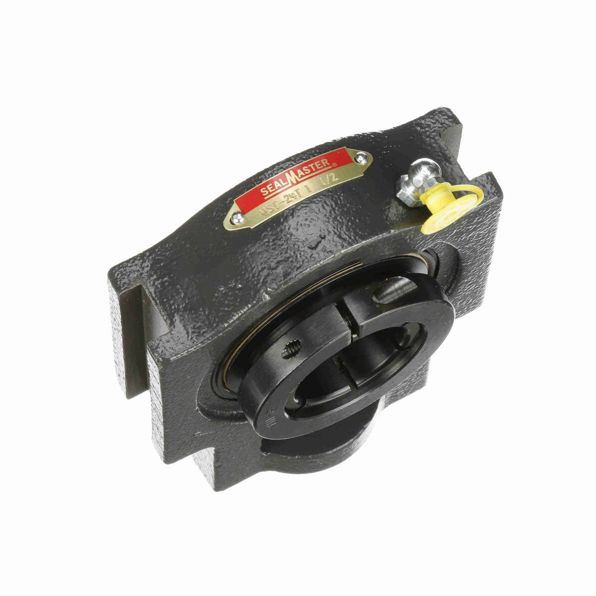 Sealmaster Mounted Cast Iron Wide Slot Take Up Ball Bearing - 52100 Bearing Steel, Black Oxided - Concentric Lock - MST-24T