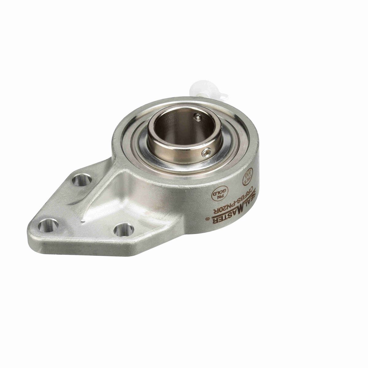 Sealmaster Mounted Stainless Steel Three Bolt Flange Bracket Ball Bearing - 52100 Bearing Steel, Phosphorus Nickel Coated - Setscrew Lock - Corrosion Resistant - CRFBS-PN20R