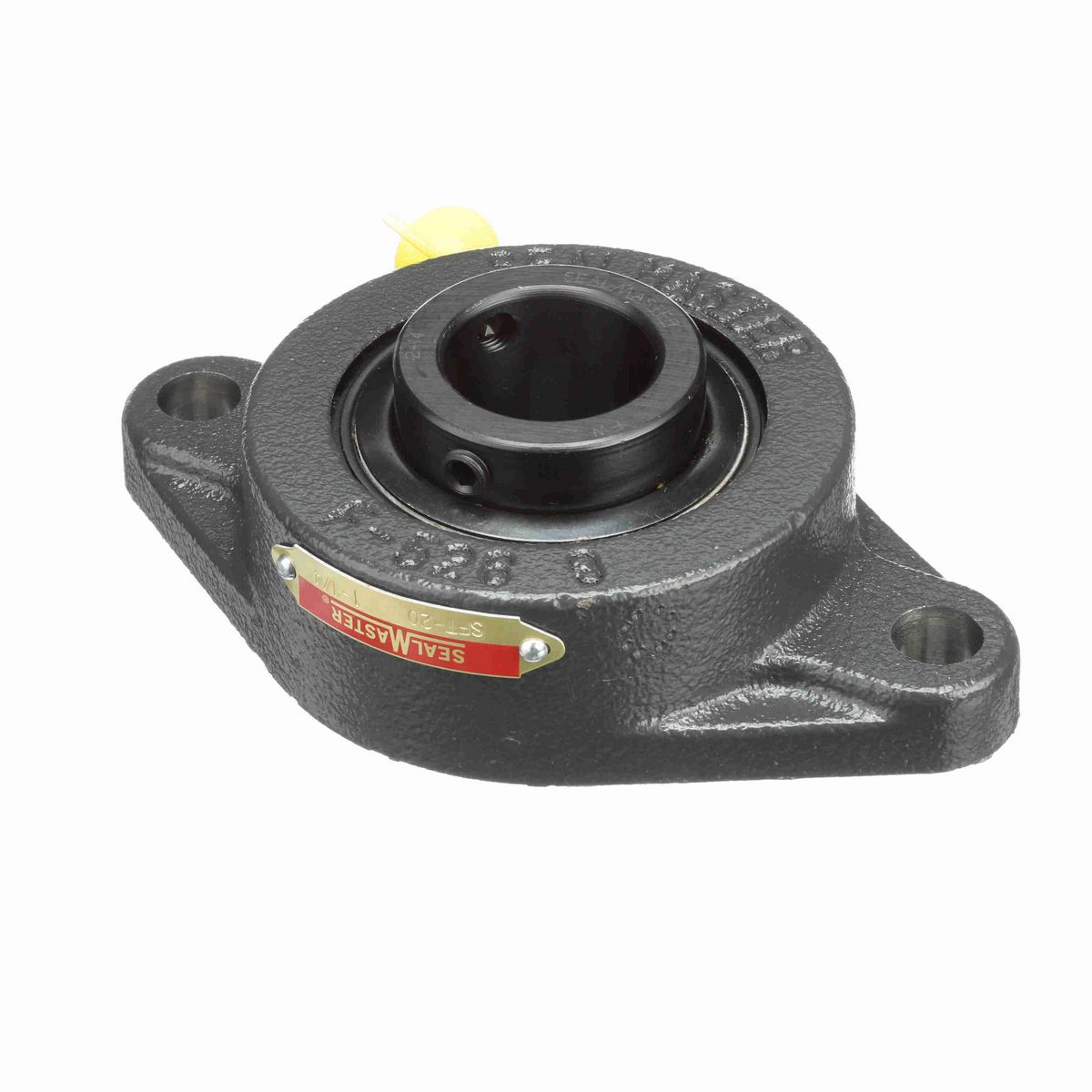 Sealmaster Mounted Cast Iron Two Bolt Flange Ball Bearing - 52100 Bearing Steel, Black Oxided - Setscrew Lock - SFT-20