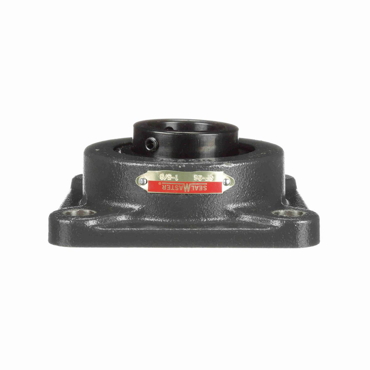 Sealmaster Mounted Cast Iron Four Bolt Flange Ball Bearing - 52100 Bearing Steel, Black Oxided - Setscrew Lock - SF-26