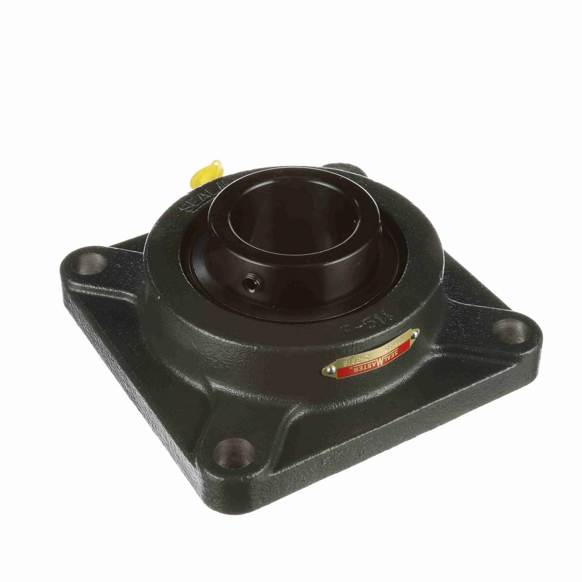 Sealmaster Mounted Cast Iron Four Bolt Flange Ball Bearing - 52100 Bearing Steel, Black Oxided - Setscrew Lock - MSF-35