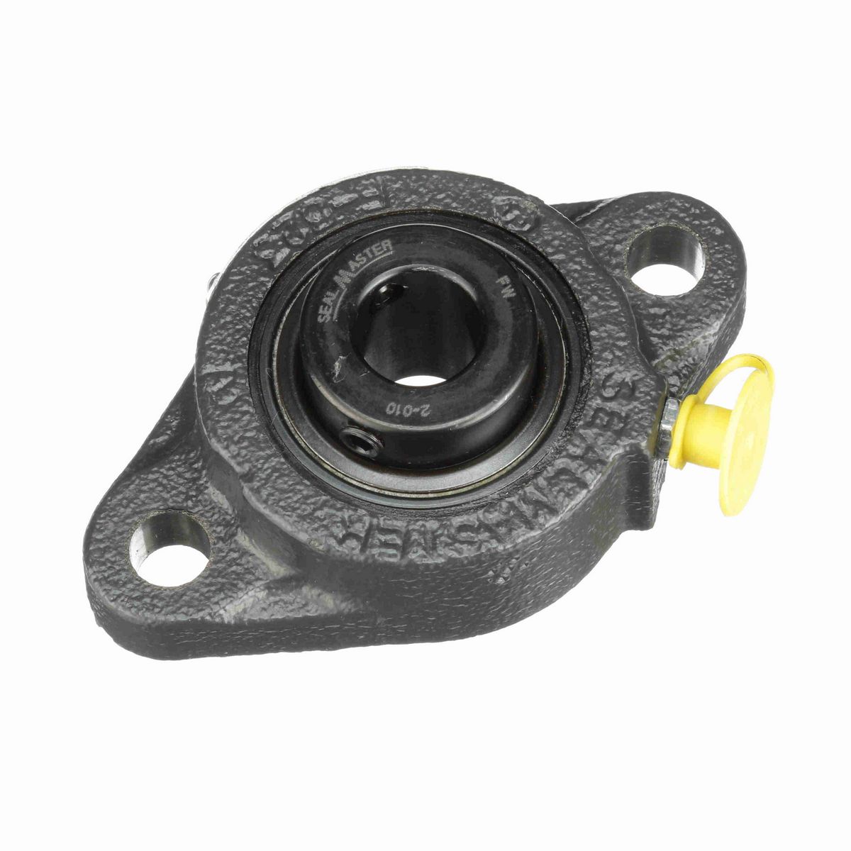 Sealmaster Mounted Cast Iron Two Bolt Flange Ball Bearing - 52100 Bearing Steel, Black Oxided - Setscrew Lock - SFT-10