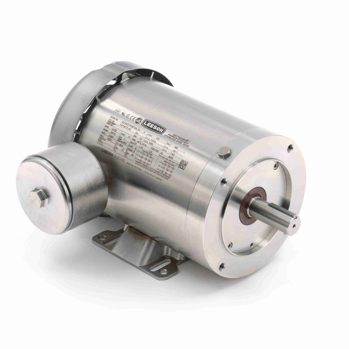 LEESON Premium Duck™ General Purpose Motor, 1 & 1 HP, 3 Ph, 60 & 50 Hz, 230/460 & 208-230/460 V, 1800 & 1500 RPM, 143TC Frame, TEFC - 121873.00