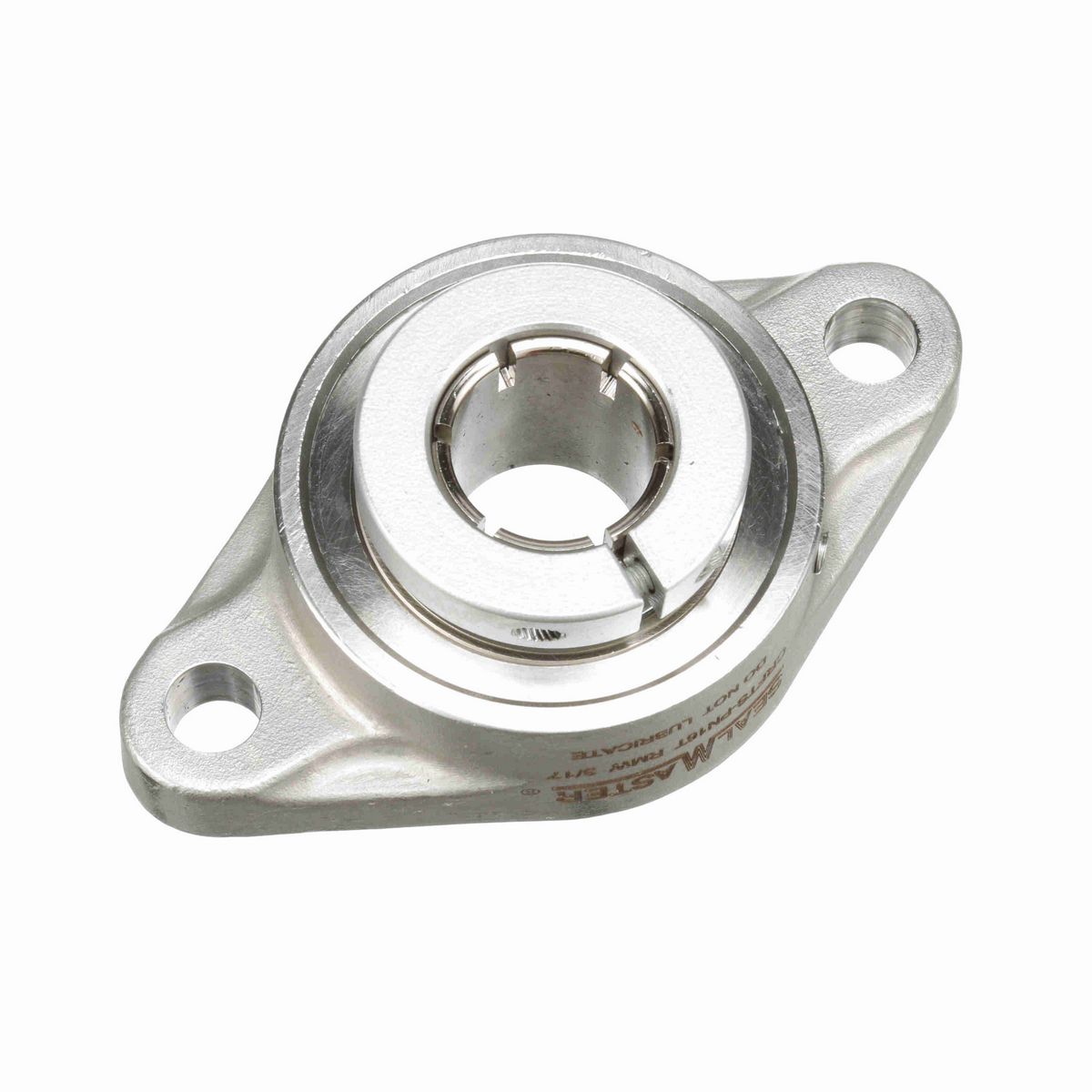 Sealmaster Mounted Stainless Steel Two Bolt Flange Ball Bearing - 52100 Bearing Steel, Phosphorus Nickel Coated - Concentric Lock - Corrosion Resistant - Reduced Maintenance - Lubed for Life - CRFTS-PN12T RMW