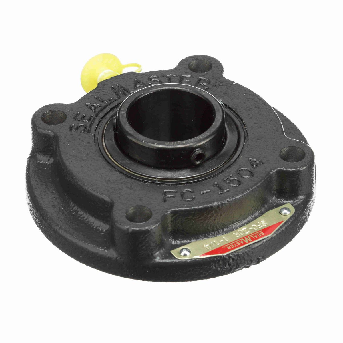 Sealmaster Mounted Cast Iron Flange Cartridge Ball Bearing - 52100 Bearing Steel, Black Oxided - Setscrew Lock - SFC-20R