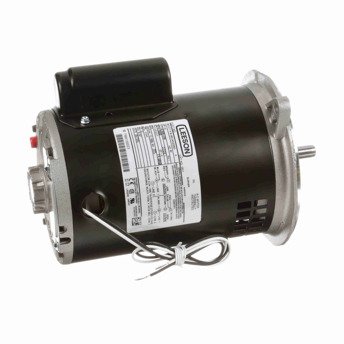 LEESON Fan and Blower Motor, 0.50 HP, 1 Ph, 60 Hz, 115/208-230 V, 3600 RPM, 48NZ Frame, DP - O011