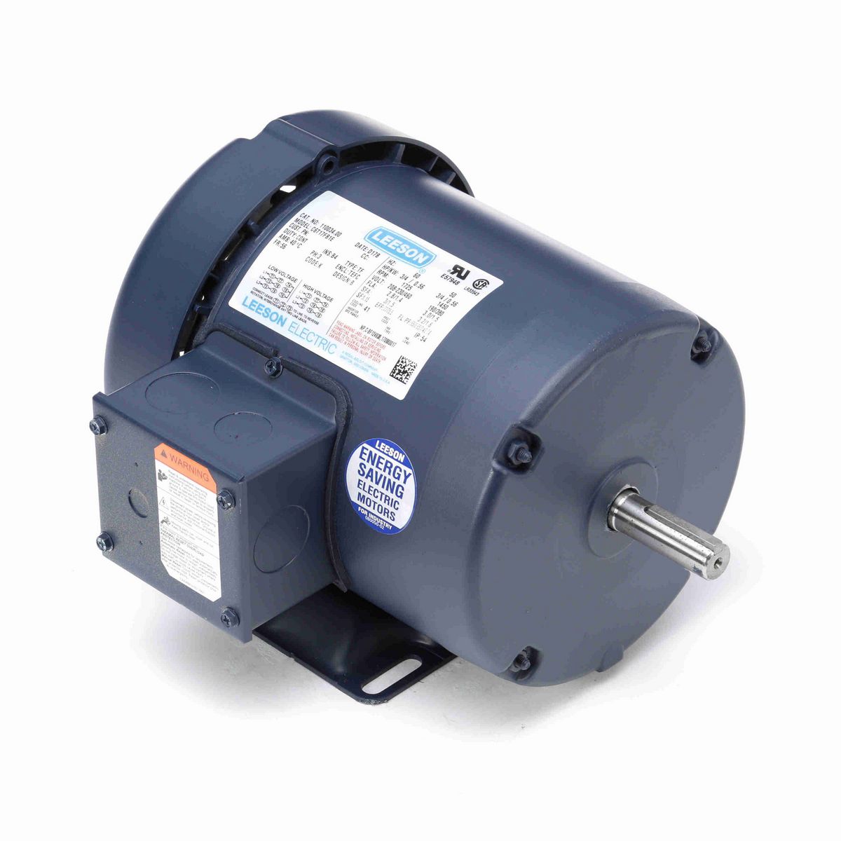 LEESON General Purpose Motor, 0.75 & 0.75 HP, 3 Ph, 60 & 50 Hz, 208-230/460 & 190/380 V, 1800 & 1500 RPM, 56 Frame, TEFC - 110034.00