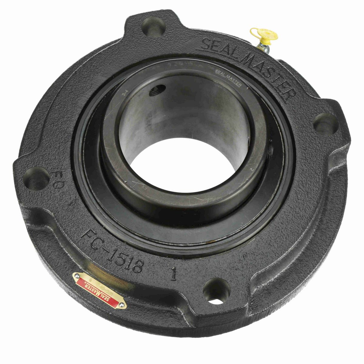 Sealmaster Mounted Cast Iron Flange Cartridge Ball Bearing - 52100 Bearing Steel, Black Oxided - Setscrew Lock - MFC-64