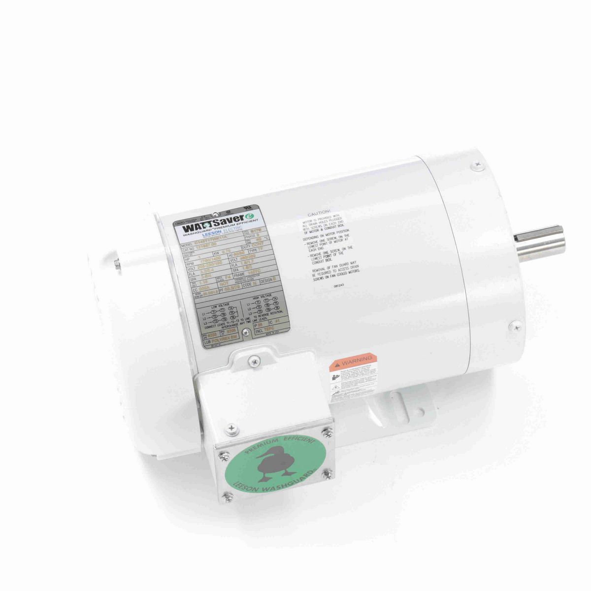 LEESON White Duck™ General Purpose Motor, 1 & 1 HP, 3 Ph, 60 & 50 Hz, 230/460 & 190/380 V, 1800 & 1500 RPM, 143TC Frame, TEFC - 121867.00