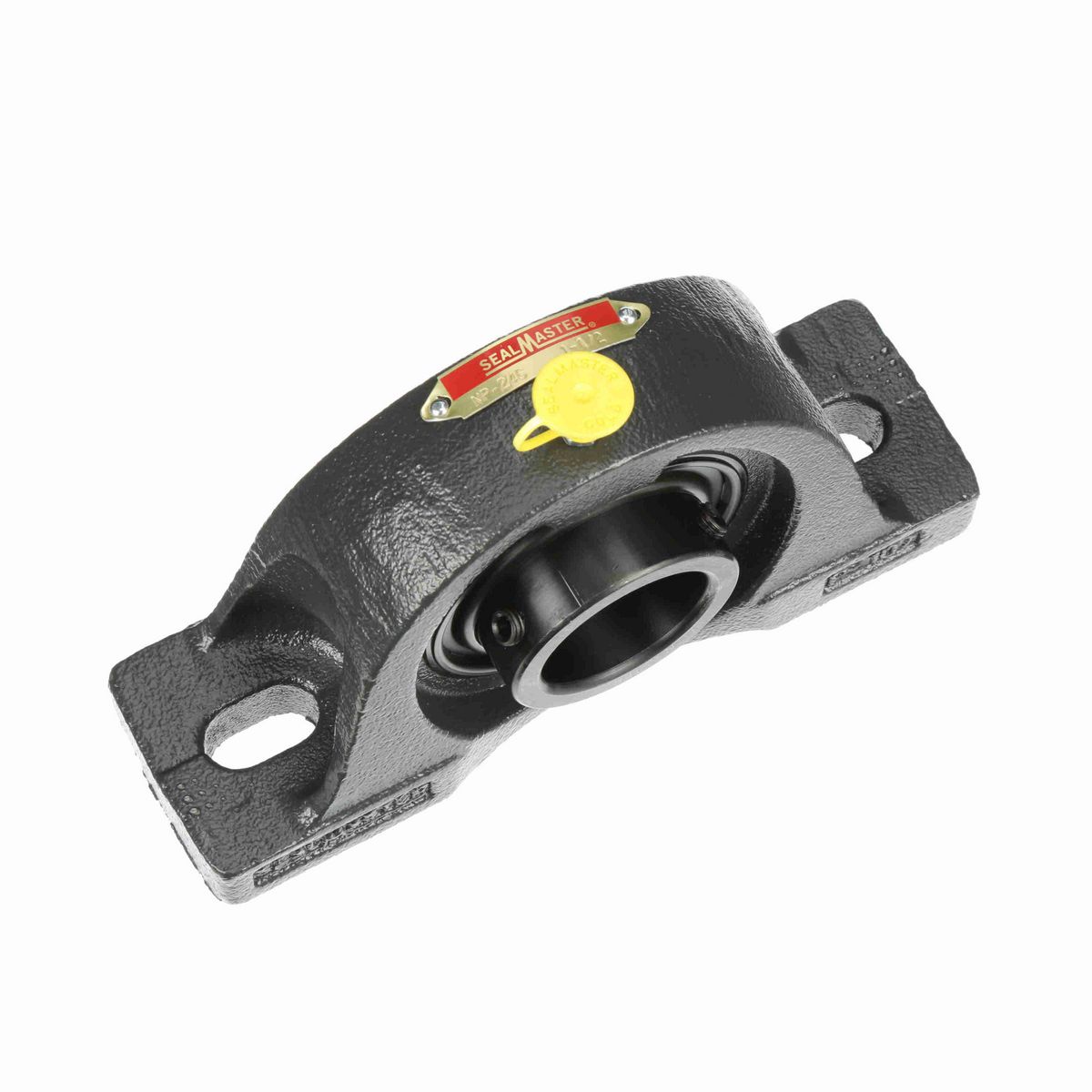 Sealmaster Mounted Cast Iron Two Bolt Pillow Block Ball Bearing - 52100 Bearing Steel, Black Oxided - Setscrew Lock - NP-24C