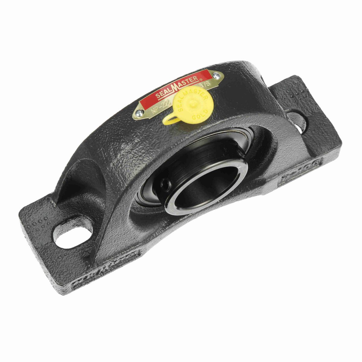 Sealmaster Mounted Cast Iron Two Bolt Pillow Block Ball Bearing - 52100 Bearing Steel, Black Oxided - Setscrew Lock - NP-22