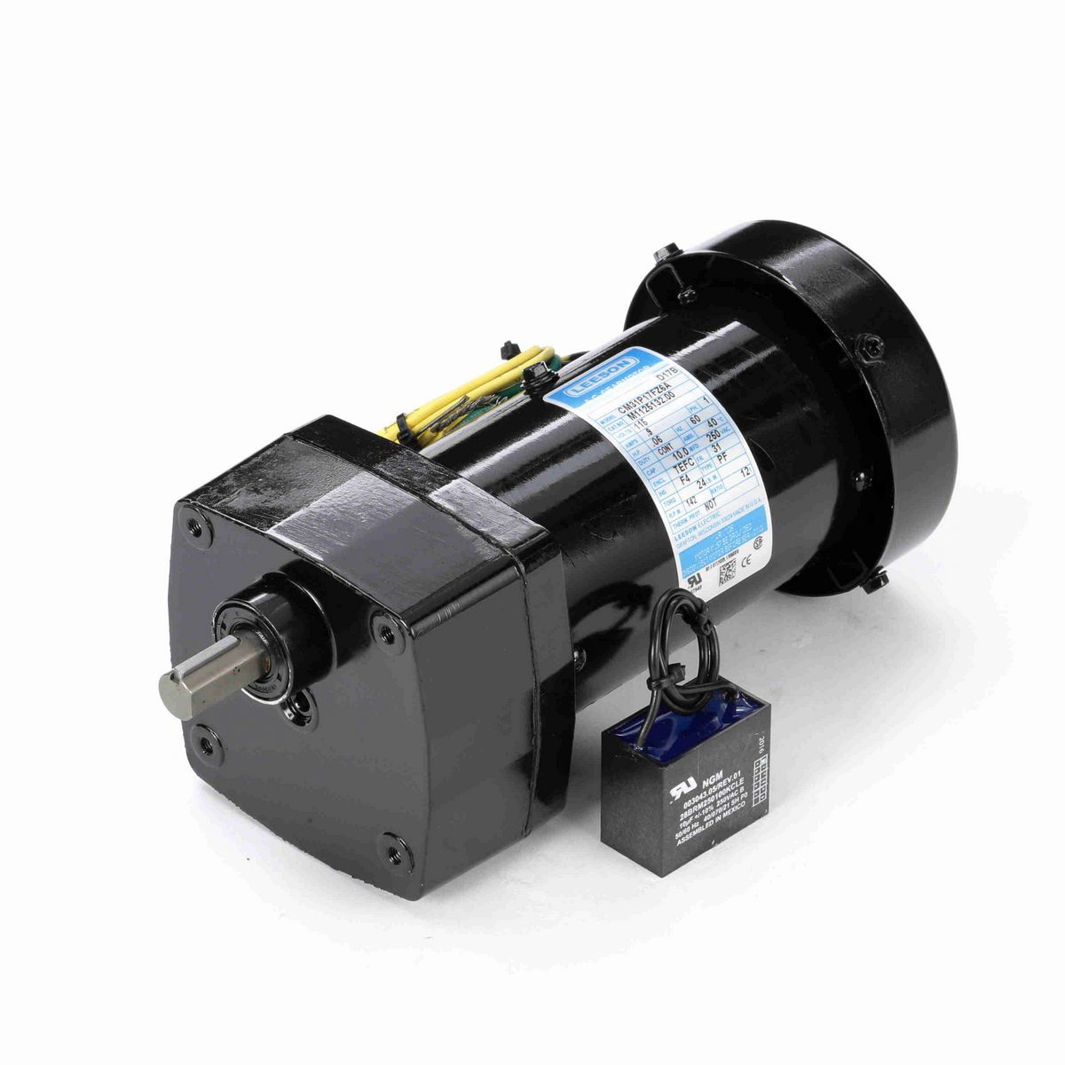 LEESON Parallel Shaft Gearmotor, 0.06 HP, 1 Ph, 60 Hz, 115 V, 142 RPM, 31 Frame, TEFC - M1125132.00