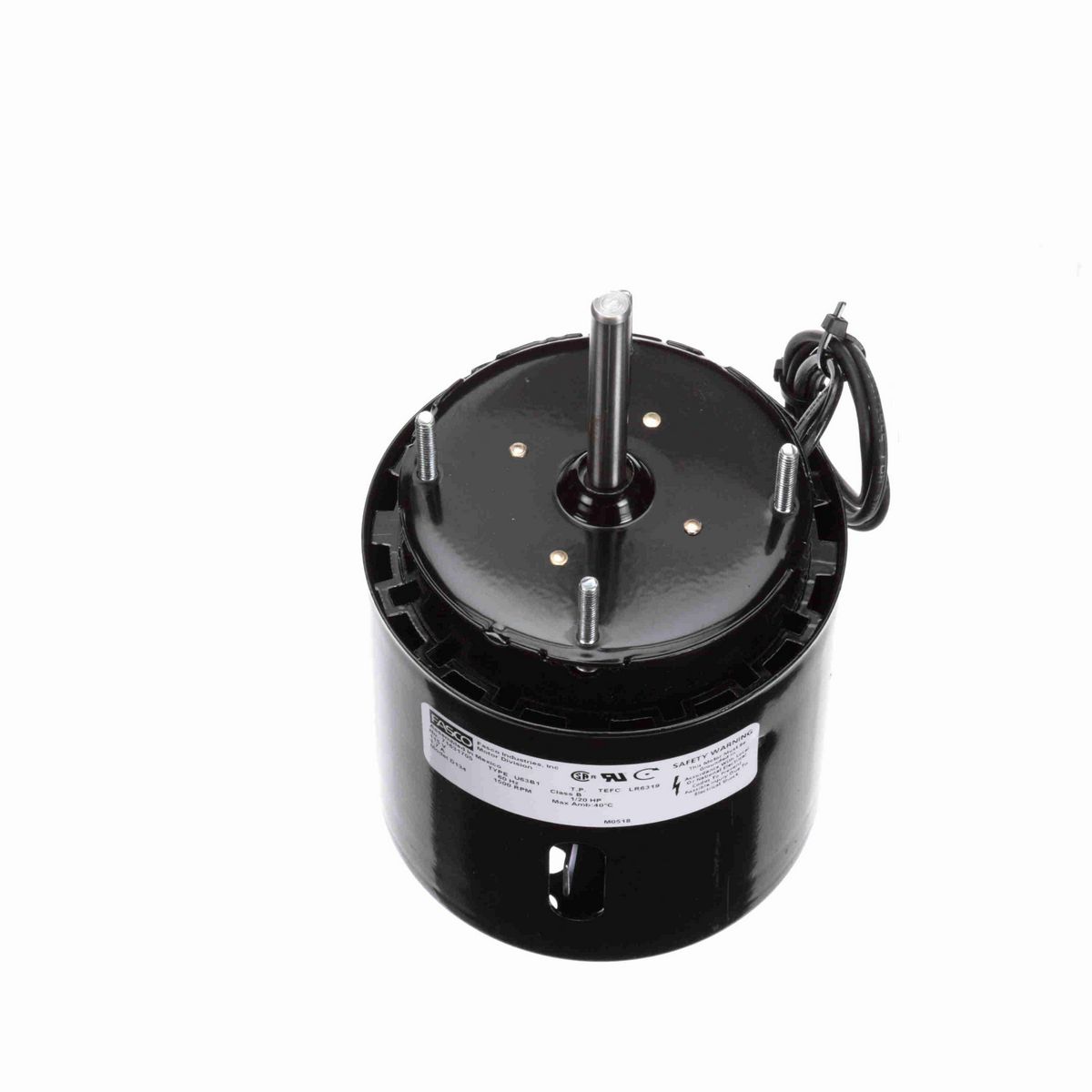 FASCO Fan and Blower Motor, 1/20 HP, 1 Ph, 60 Hz, 115 V, 1500 RPM, 1 Speed, 3.3" Diameter, TEFC - D134