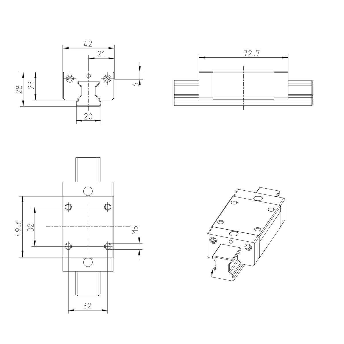 Шариковая каретка устойчивая к коррозии с покрытием Resist CR Bosch Rexroth KWC-020-SNN-C0-H-2 [R169489360]
