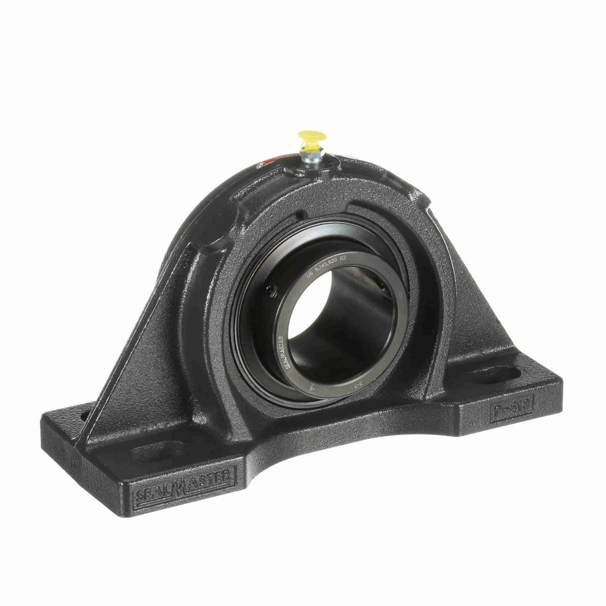 Sealmaster Mounted Cast Iron Four Bolt Pillow Block Ball Bearing - 52100 Bearing Steel, Black Oxided - Double Setscrew Lock - MSFPD-71