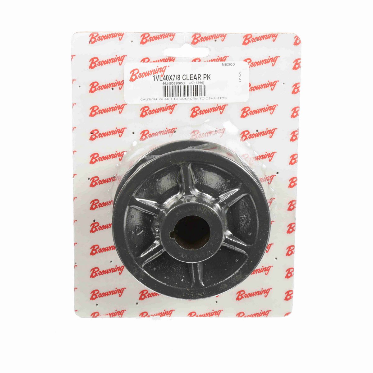 Browning 1 Groove Cast Iron Finish Bore FHP Variable Pitch Sheave Clear Pack - 1VL40X7/8 CLEAR PK