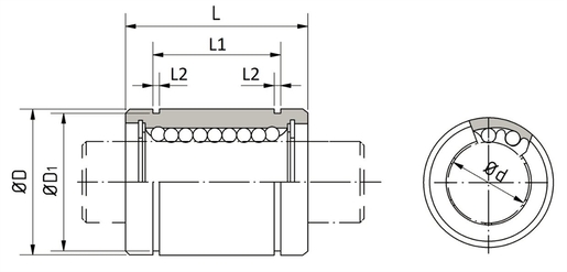 Шариковая направляющая втулка закрытого типа SNR BB20UU