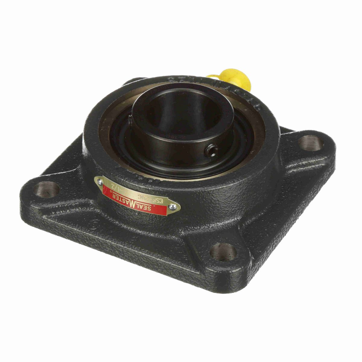 Sealmaster Mounted Cast Iron Four Bolt Flange Ball Bearing - 52100 Bearing Steel, Black Oxided - Setscrew Lock - ESF-24C