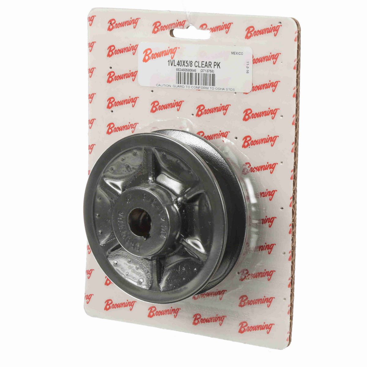 Browning 1 Groove Cast Iron Finish Bore FHP Variable Pitch Sheave Clear Pack - 1VL40X5/8 CLEAR PK