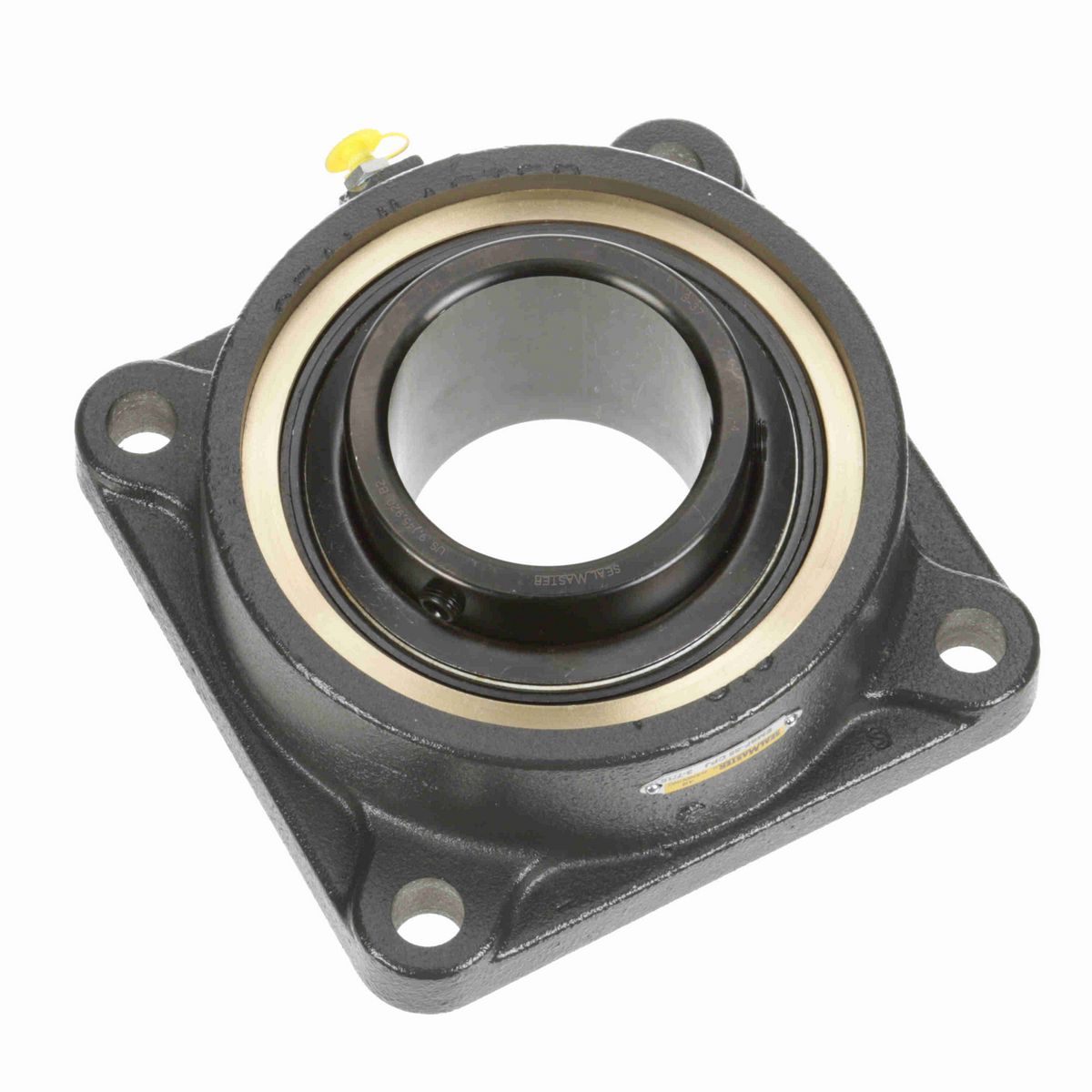 Sealmaster Mounted Cast Iron Four Bolt Flange Ball Bearing - 52100 Bearing Steel, Black Oxided - Setscrew Lock - EMSF-55 CPJ