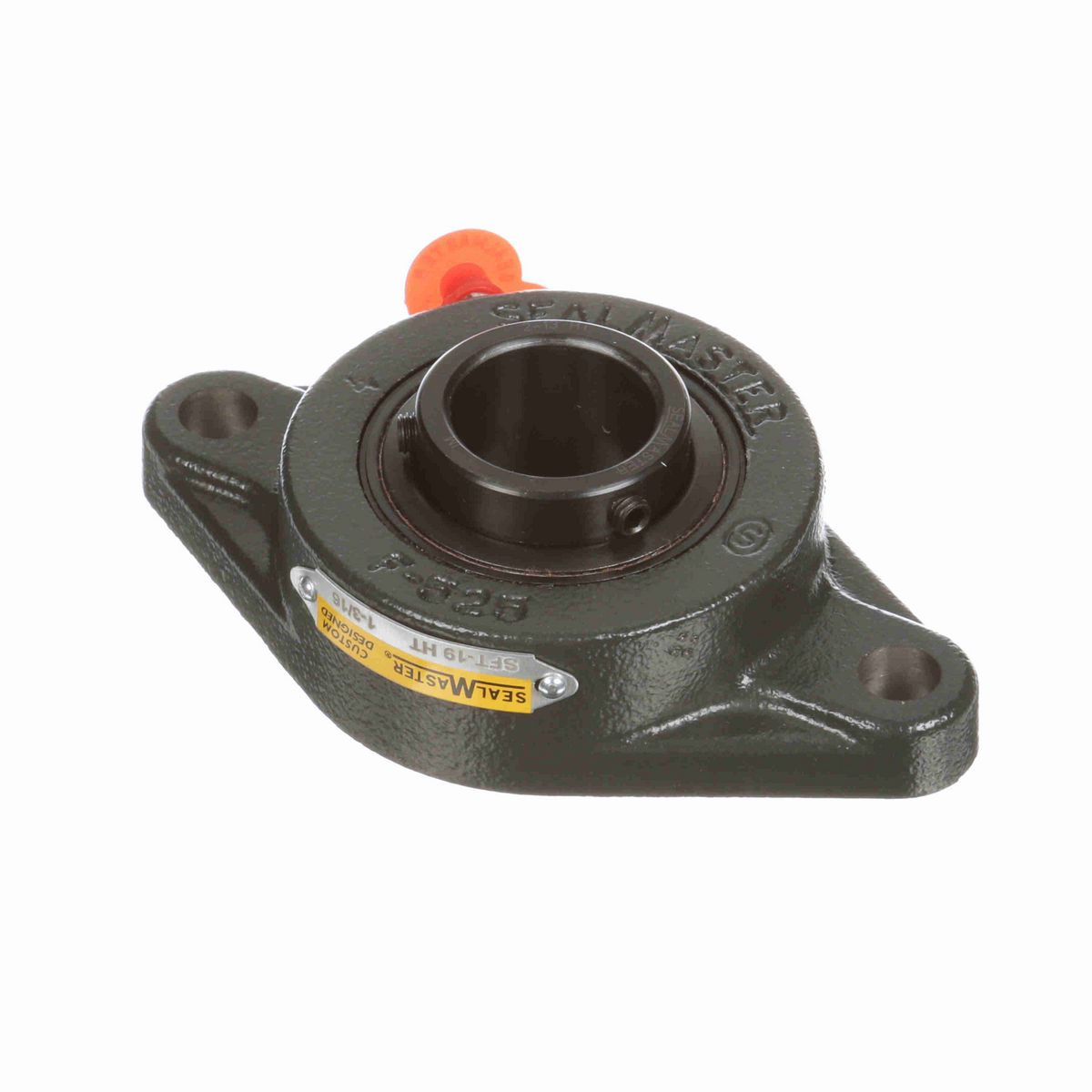 Sealmaster Mounted Cast Iron Two Bolt Flange Ball Bearing - 52100 Bearing Steel, Black Oxided - Setscrew Lock - High Temperature - SFT-19 HT