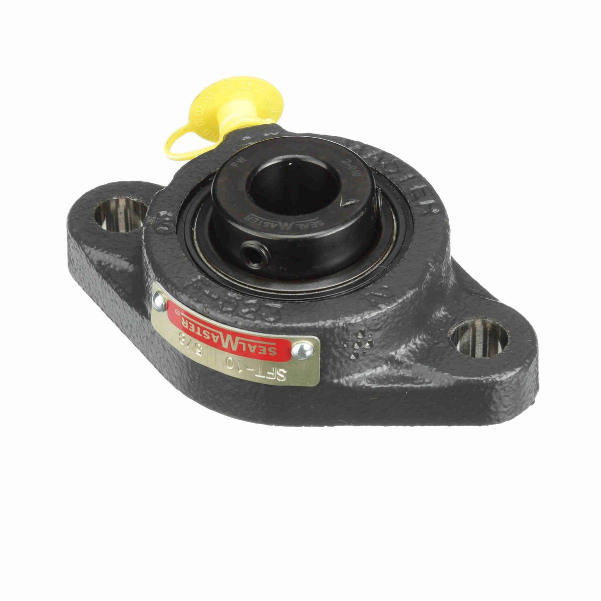 Sealmaster Mounted Cast Iron Two Bolt Flange Ball Bearing - 52100 Bearing Steel, Black Oxided - Setscrew Lock - SFT-10