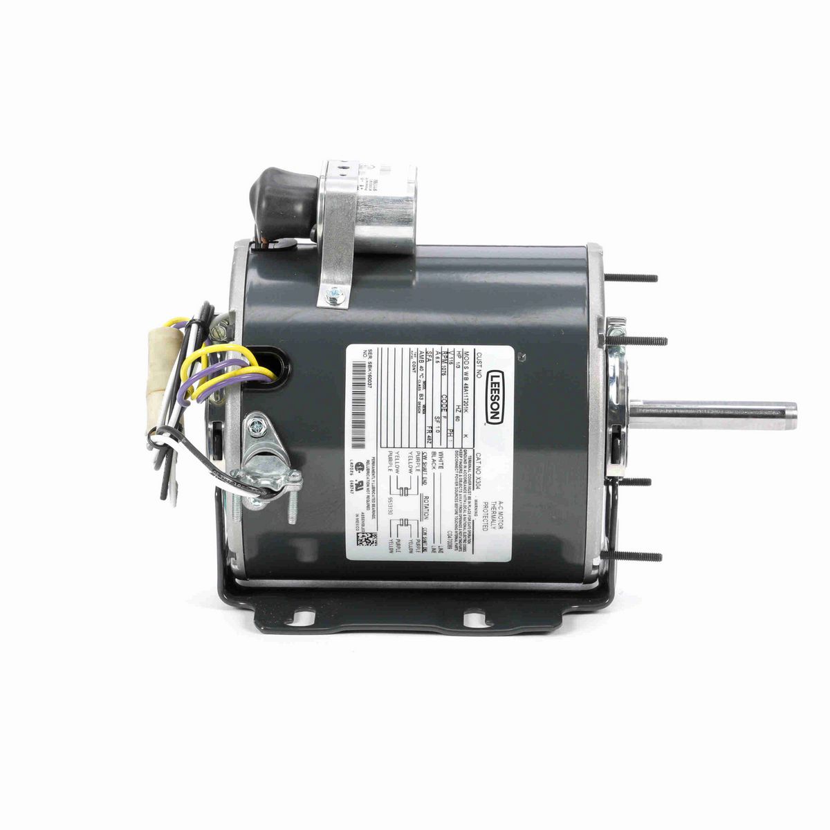 LEESON Fan and Blower Motor, 0.33 HP, 1 Ph, 60 Hz, 115 V, 1200 RPM, 48Y Frame, TEAO - X304