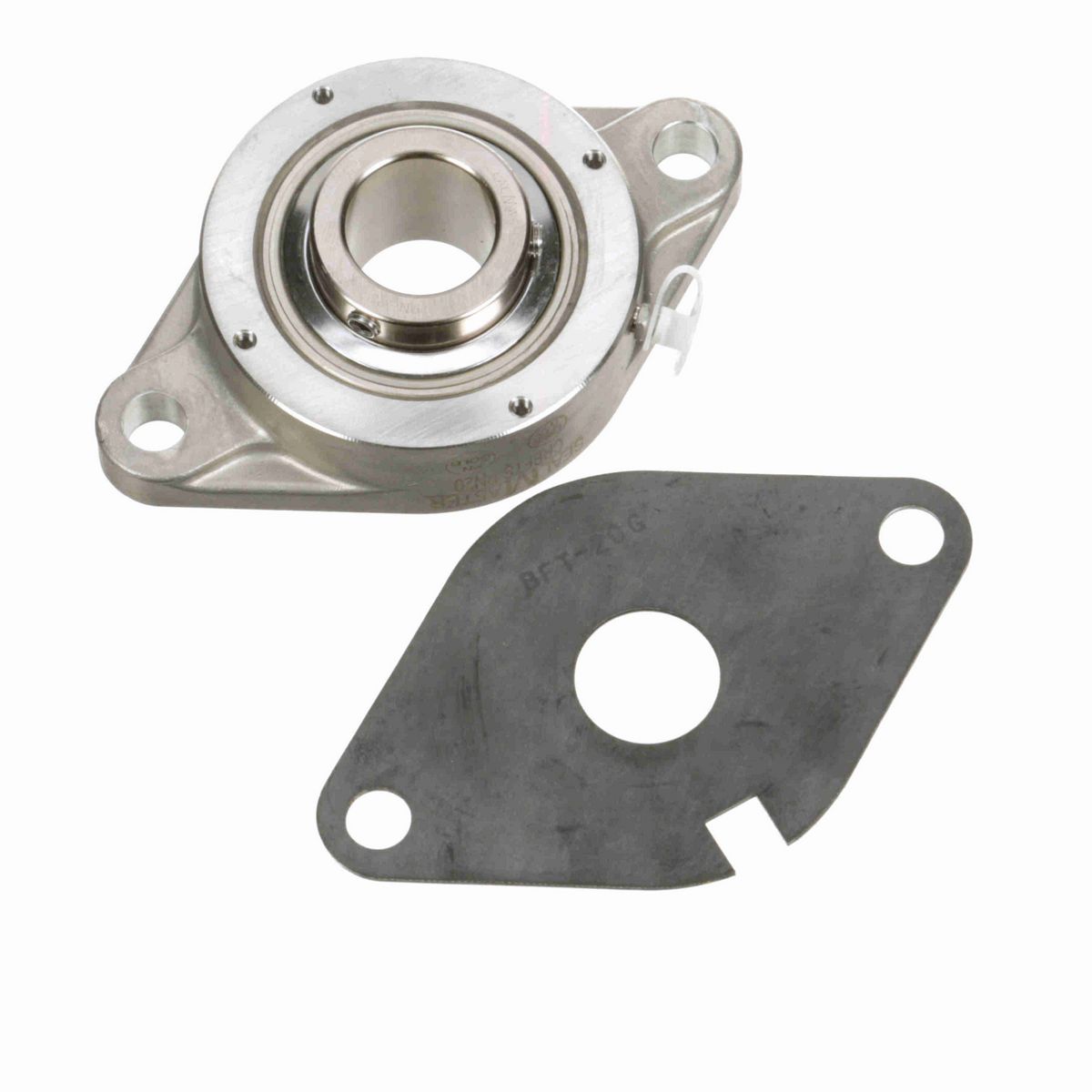 Sealmaster Mounted Stainless Steel Two Bolt Flange Ball Bearing - 52100 Bearing Steel, Phosphorus Nickel Coated - Setscrew Lock - Corrosion Resistant - CRBFTS-PN20
