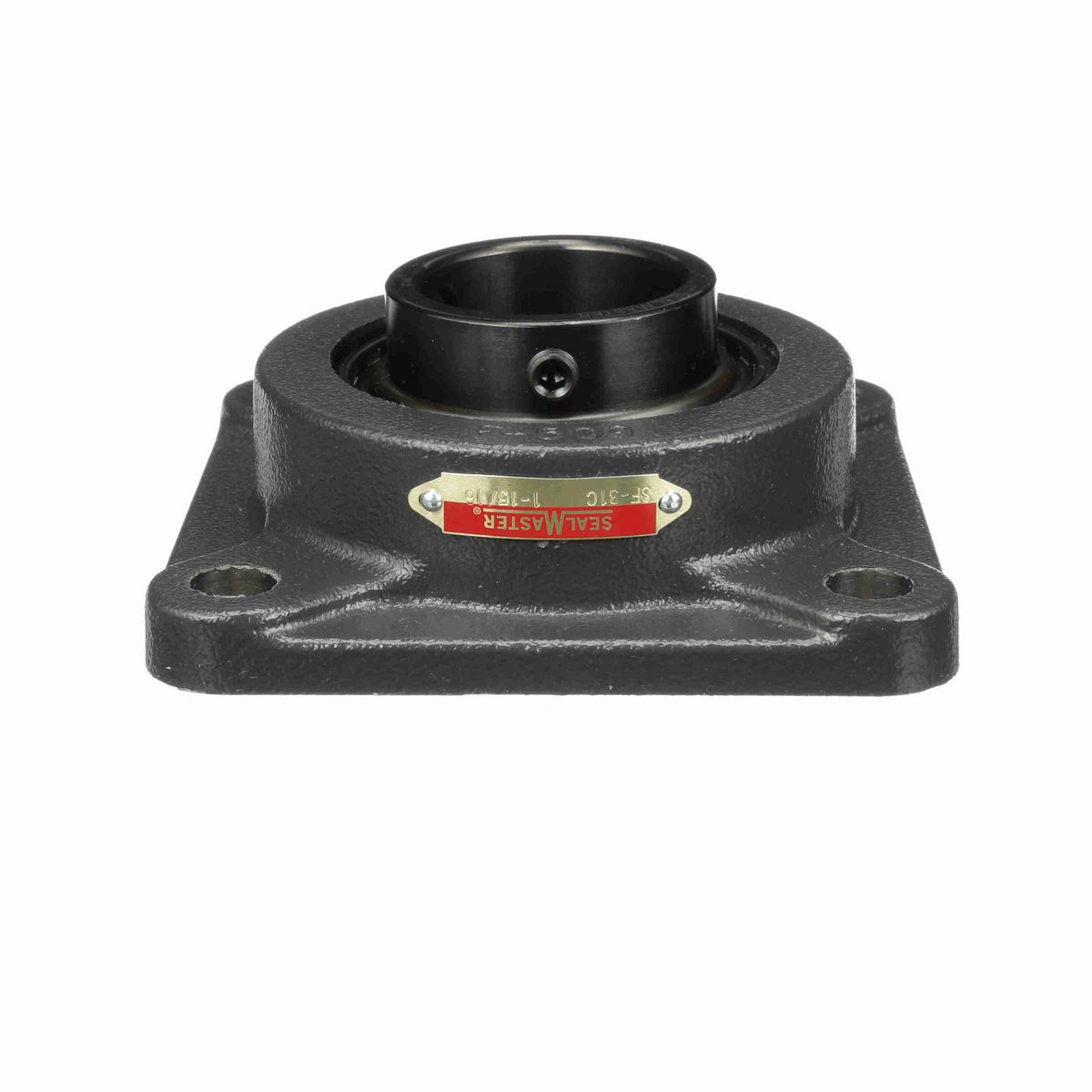 Sealmaster Mounted Cast Iron Four Bolt Flange Ball Bearing - 52100 Bearing Steel, Black Oxided - Setscrew Lock - SF-31C