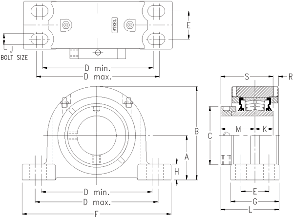 Eccentric Four-Bolt Pillow Block Timken QMPG26J130S