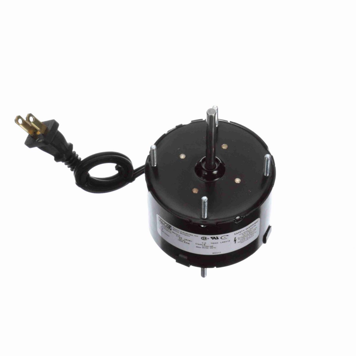 FASCO OEM Replacement Motor, 1/100 HP, 1 Ph, 60 Hz, 115 V, 1550 RPM, 1 Speed, 3.3" Diameter, TEAO - D540