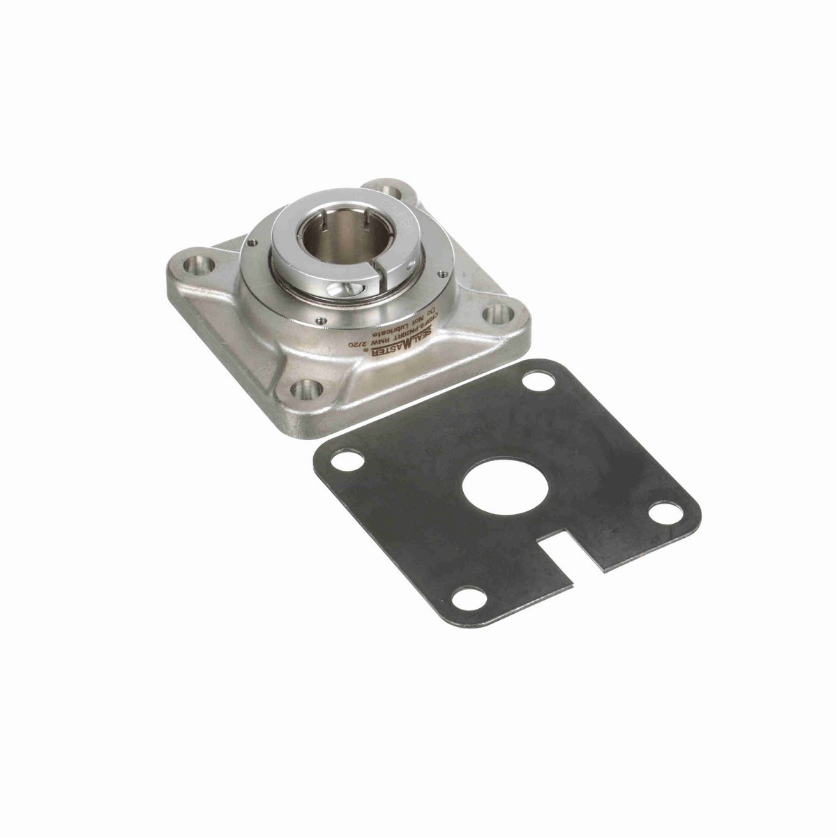 Sealmaster Mounted Stainless Steel Four Bolt Flange Ball Bearing - 52100 Bearing Steel, Phosphorus Nickel Coated - Concentric Lock - Corrosion Resistant - Reduced Maintenance - Lubed for Life - CRBFS-PN20RT RMW