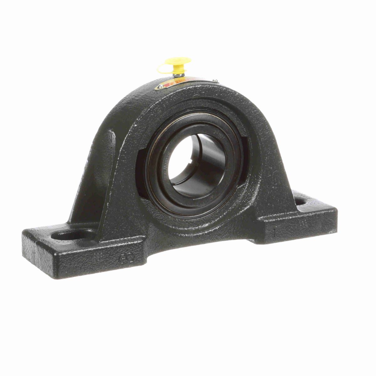 Sealmaster Mounted Cast Iron Two Bolt Pillow Block Ball Bearing - 52100 Bearing Steel, Black Oxided - Concentric Lock - SP-28T