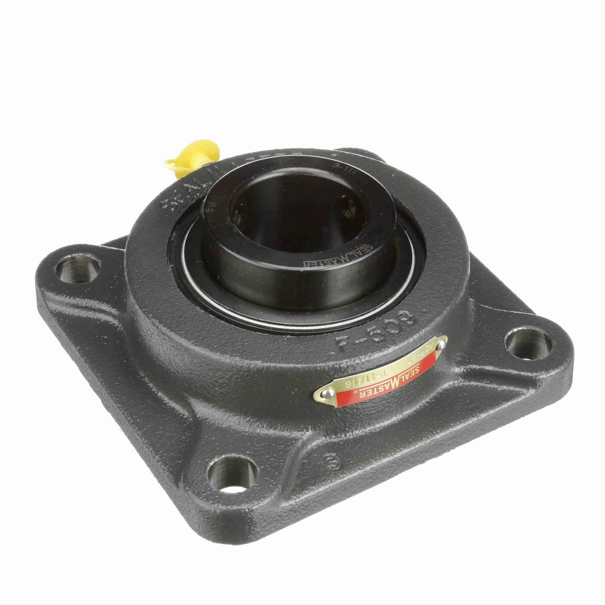 Sealmaster Mounted Cast Iron Four Bolt Flange Ball Bearing - 52100 Bearing Steel, Black Oxided - Setscrew Lock - MSF-27