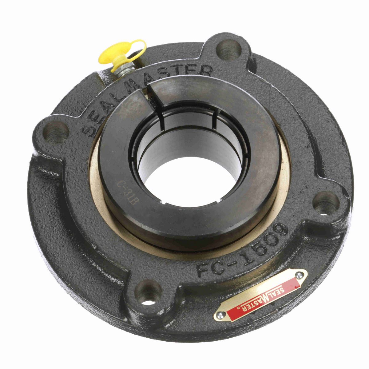 Sealmaster Mounted Cast Iron Flange Cartridge Ball Bearing - 52100 Bearing Steel, Black Oxided - Concentric Lock - EMFC-32T