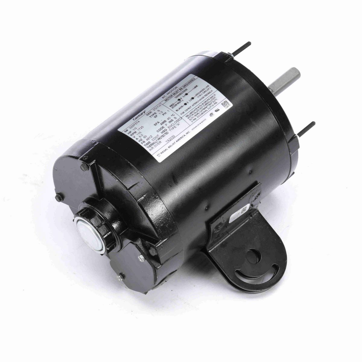 Century OEM Replacement Motor, 1/3 HP, 1 Ph, 60 Hz, 115 V, 1800 RPM, 48YZ Frame, ENCLOSED - YA2030
