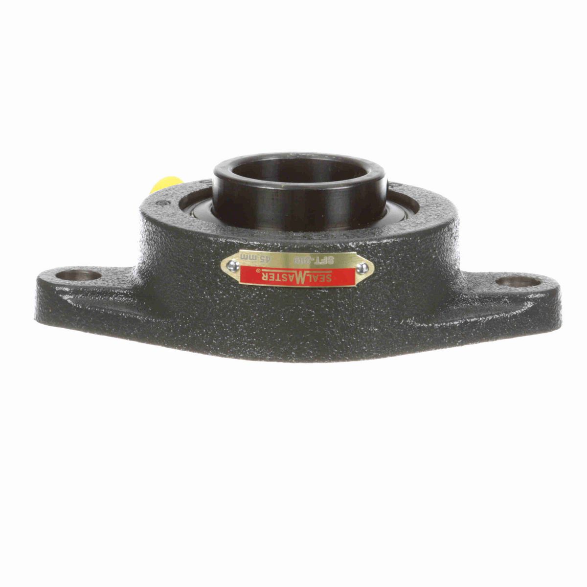Sealmaster Mounted Cast Iron Two Bolt Flange Ball Bearing - 52100 Bearing Steel, Black Oxided - Setscrew Lock - SFT-209