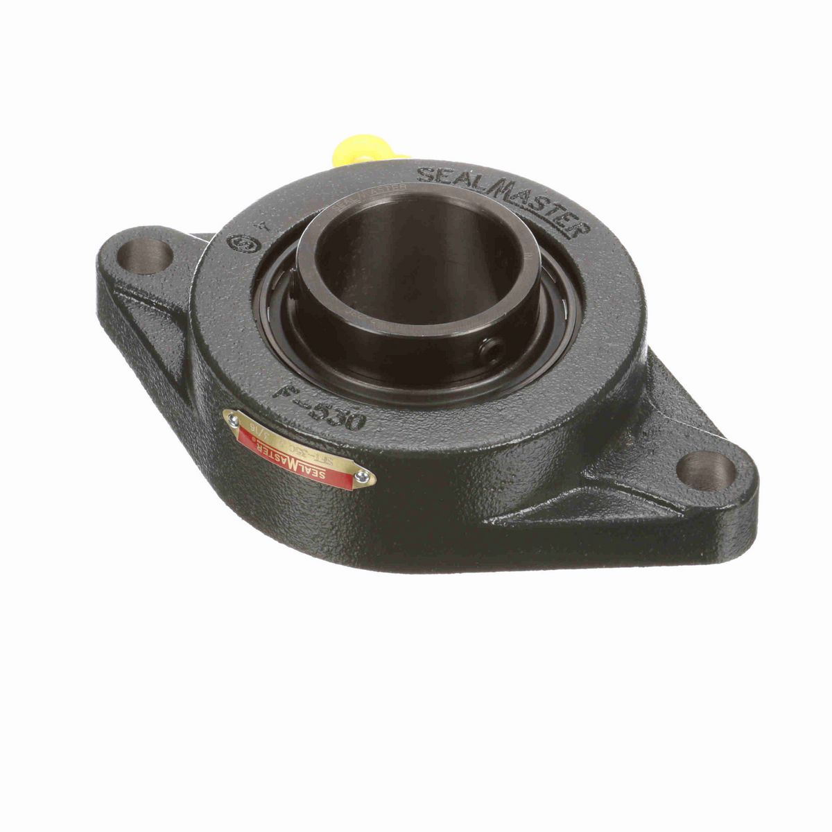 Sealmaster Mounted Cast Iron Two Bolt Flange Ball Bearing - 52100 Bearing Steel, Black Oxided - Setscrew Lock - SFT-35C