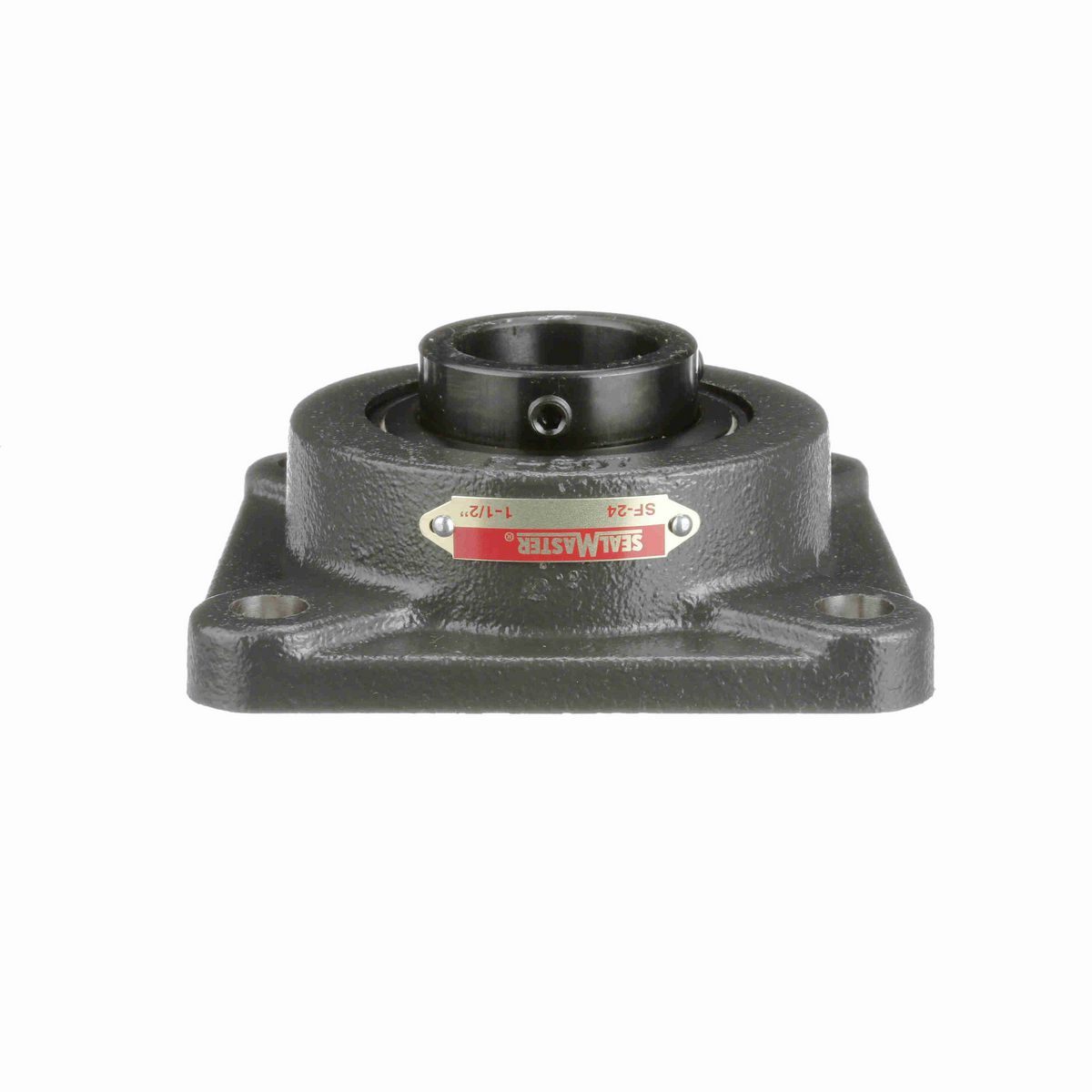 Sealmaster Mounted Cast Iron Four Bolt Flange Ball Bearing - 52100 Bearing Steel, Black Oxided - Setscrew Lock - SF-24