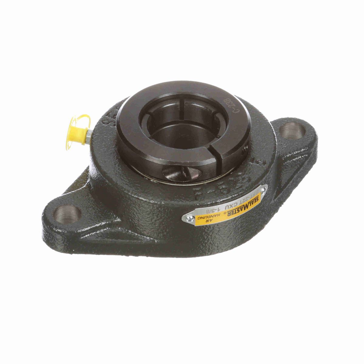 Sealmaster Mounted Cast Iron Two Bolt Flange Ball Bearing - 52100 Bearing Steel, Black Oxided - Concentric Lock - Air Handling Housing Fit, Noise Tested - SFT-22T CXU
