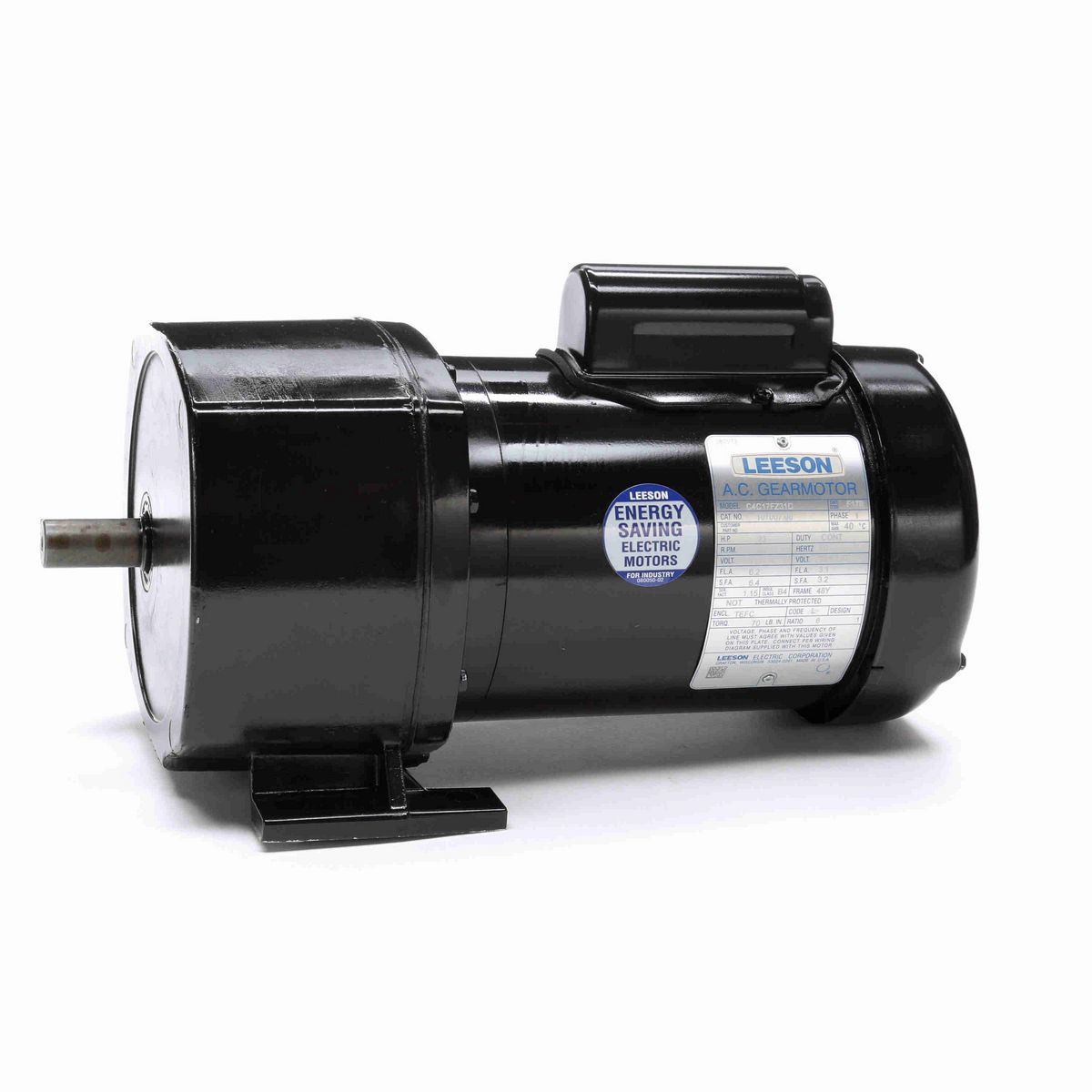 LEESON Parallel Shaft Gearmotor, 0.33 HP, 1 Ph, 60 Hz, 115/208-230 V, 288 RPM, 48Y Frame, TEFC - 107007.00