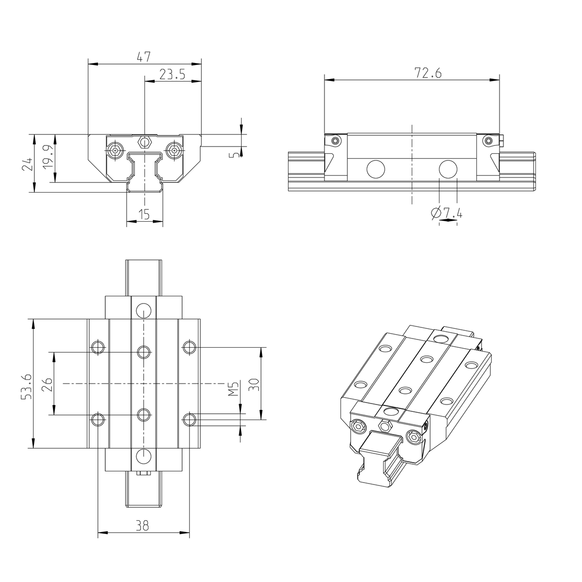 Шариковая каретка из нержавеющей стали Resist NRII Bosch Rexroth KWD-015-FLS-C2-H-0 [R200212304]