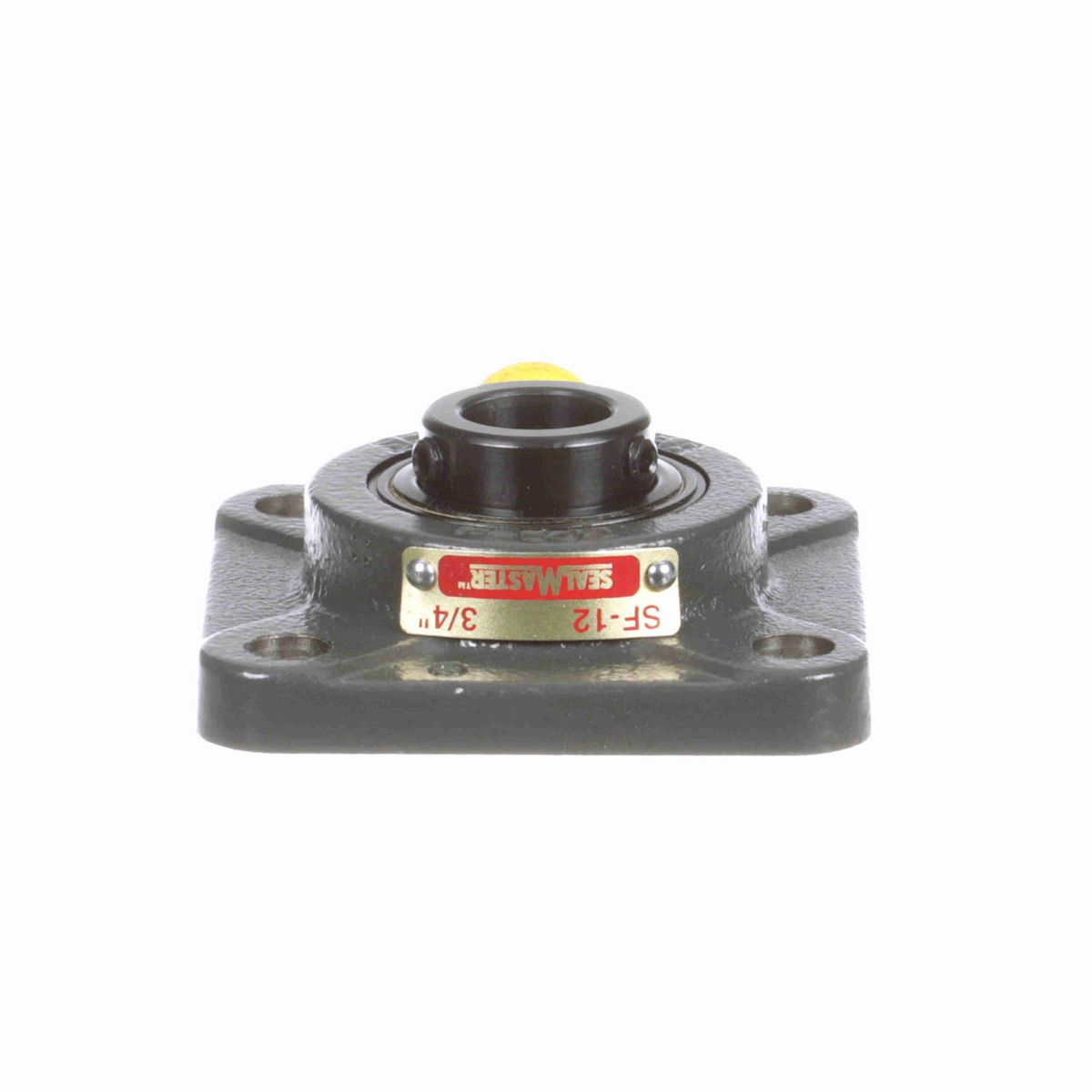 Sealmaster Mounted Cast Iron Four Bolt Flange Ball Bearing - 52100 Bearing Steel, Black Oxided - Setscrew Lock - SF-12