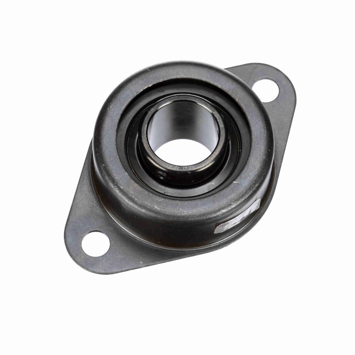 Sealmaster Mounted Stamped Steel Two Bolt Flange Ball Bearing - 52100 Bearing Steel, Black Oxided - Setscrew Lock - SRF-20R