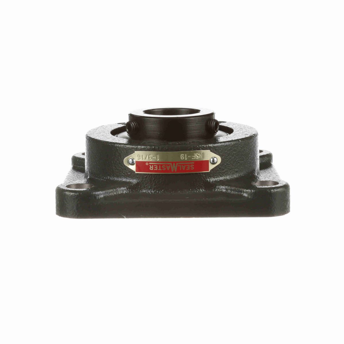 Sealmaster Mounted Cast Iron Four Bolt Flange Ball Bearing - 52100 Bearing Steel, Black Oxided - Setscrew Lock - MSF-19