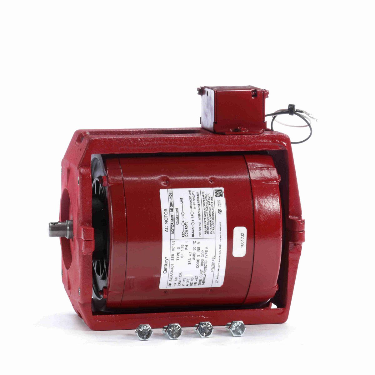 Century Circulator Pump Motor, 1/6 HP, 1 Ph, 60 Hz, 115 V, 1800 RPM, 48Z Frame, ODP - HW2014BL