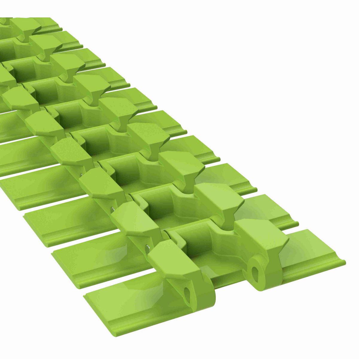 Rexnord 880TAB Side-flexing Solid Top, Material: Bright Lime-Green Dry PET Low Friction, Width: 4.5in, Pitch: 1.5in - 10605707