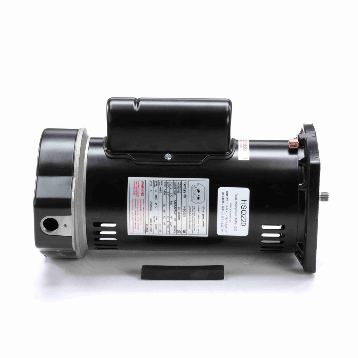 Century Centurion PRO ® Motors Pool Pump Motor, 2.20 HP, 1 Ph, 60 Hz, 230 V, 3600 RPM, 48Y Frame, ODP - HSQ220