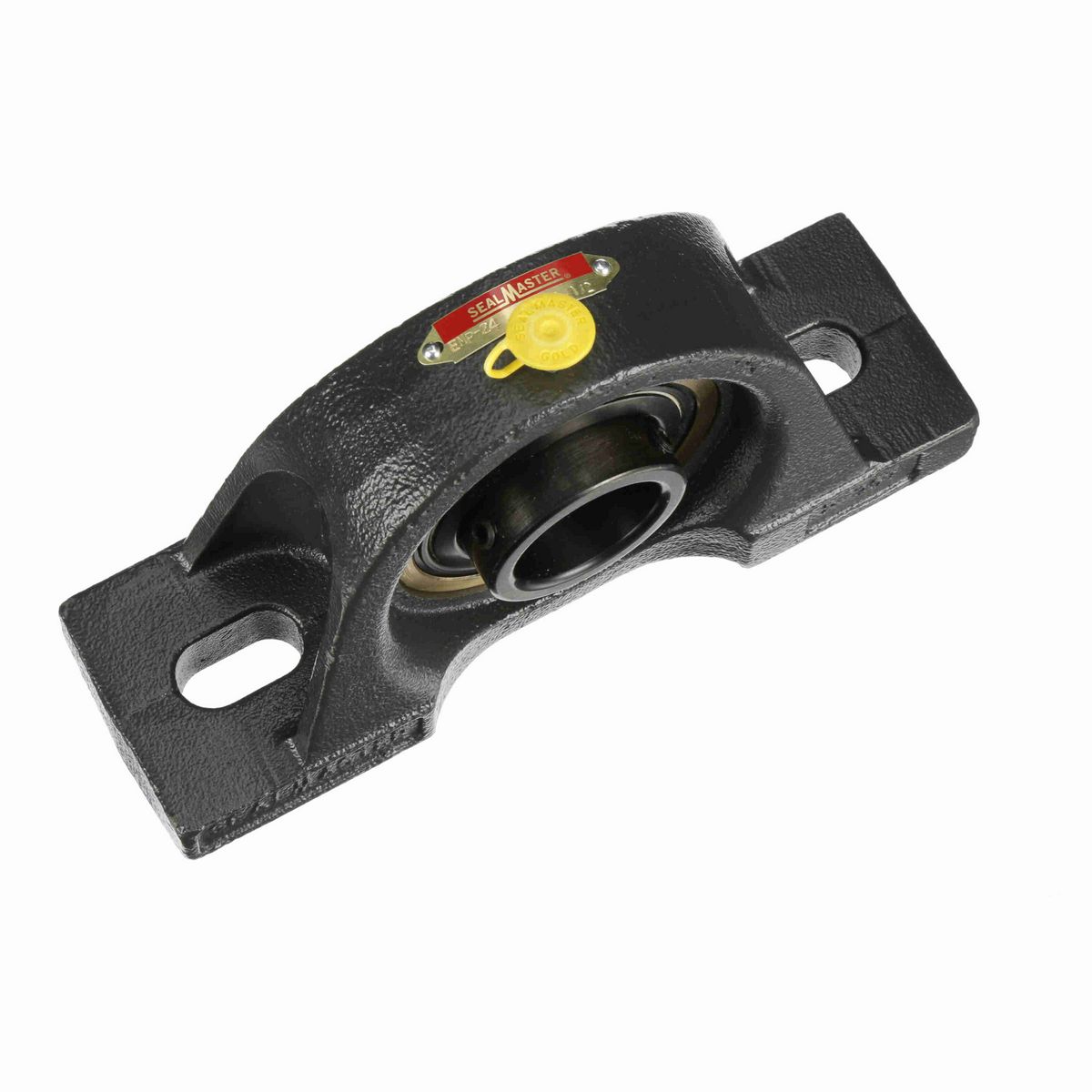 Sealmaster Mounted Cast Iron Two Bolt Pillow Block Ball Bearing - 52100 Bearing Steel, Black Oxided - Setscrew Lock - EMP-24